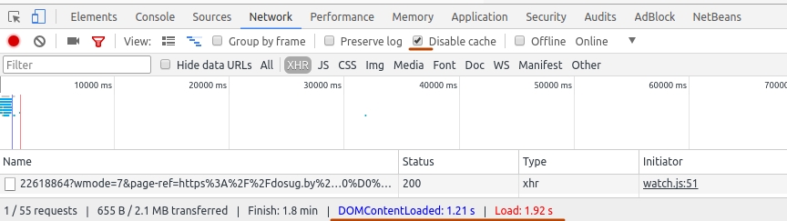 Проверка скорости загрузки страницы с помощью инструментов разработчика