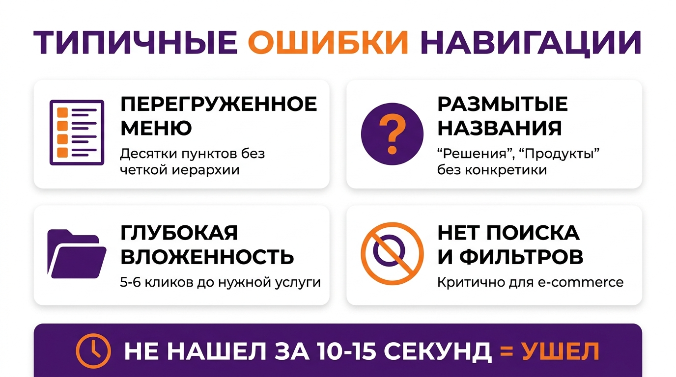 Ошибки навигации сайта