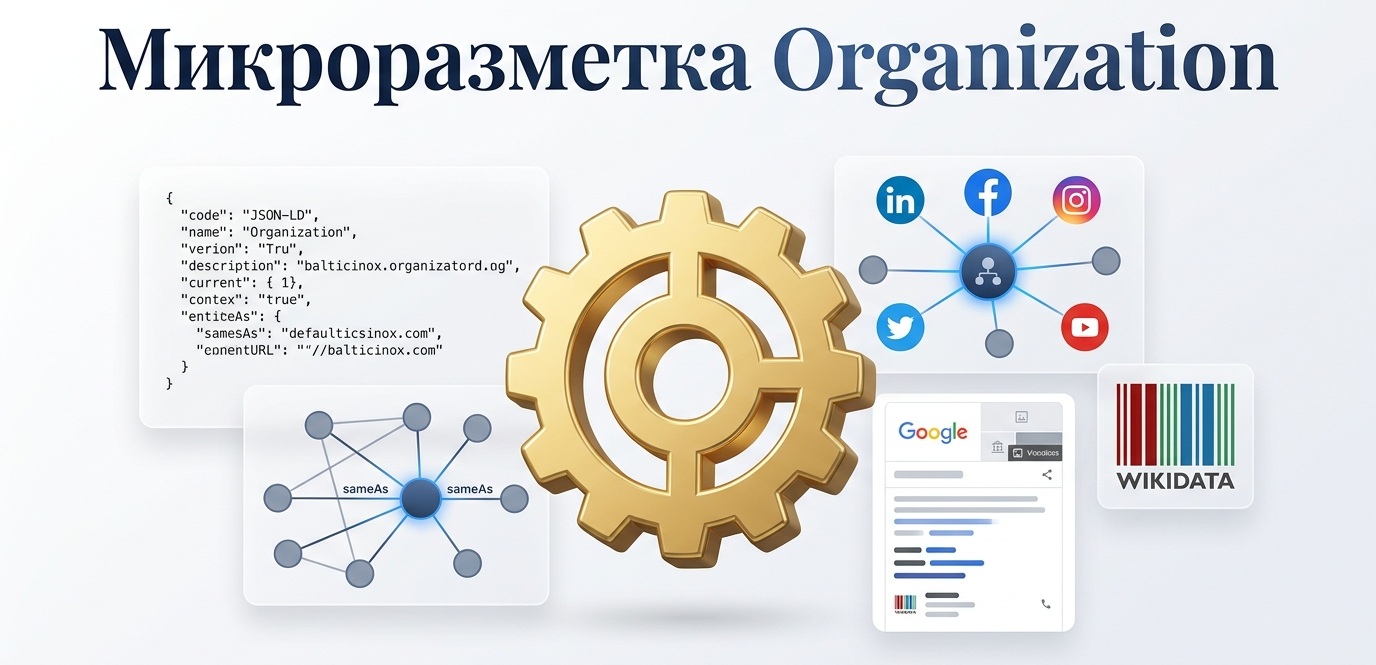Как разметить организацию через Schema.org Organization + sameAs