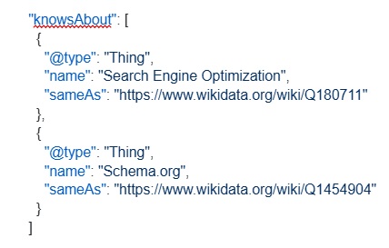 knowsAbout с привязкой к Wikidata
