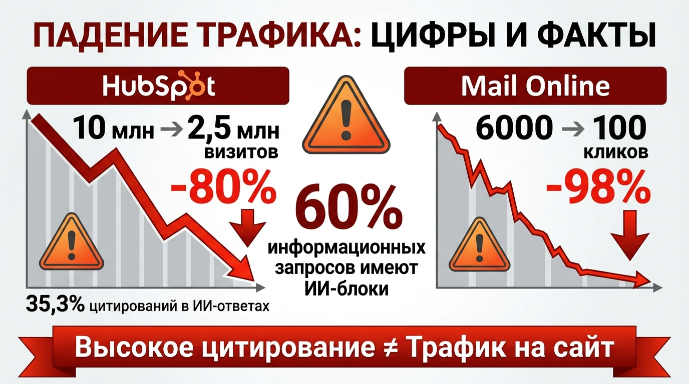 Падение трафика в цифрах и фактах