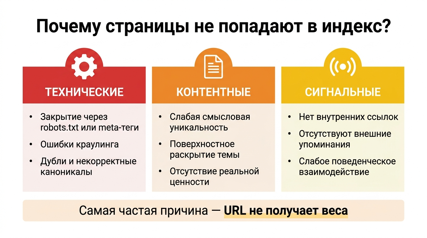 причины не индексации сайта
