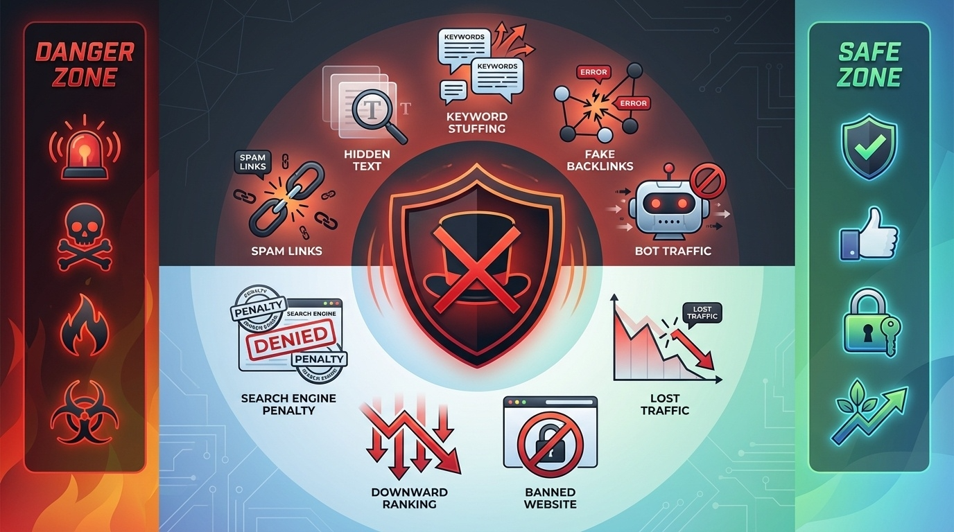 Запрещённые методы SEO (Black Hat SEO): риски, санкции и безопасные альтернативы