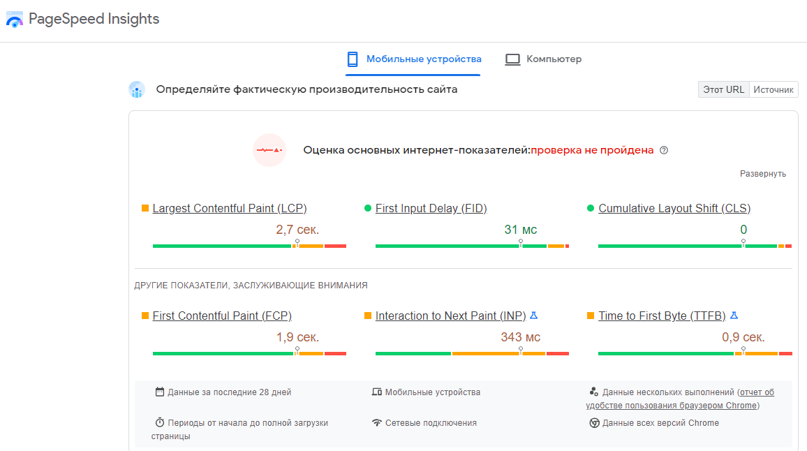 Бесплатный инструмент для SEO PageSpeed Insights